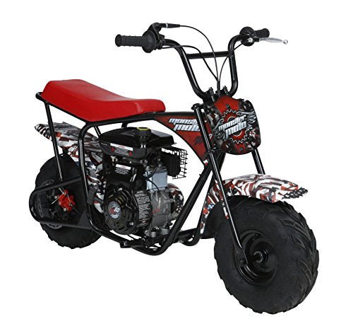 Monster Moto Classic Gas-Powered Mini Bike, Black With Pink And Red Decals