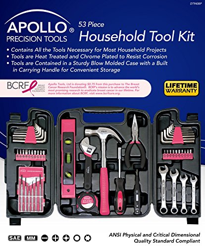 Apollo Tools - 53 Piece Household Tool Kit