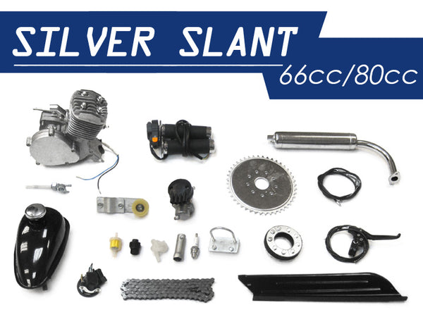 Silver Slant 66cc 80cc Bicycle Engine Kit Kingsmotorbikes